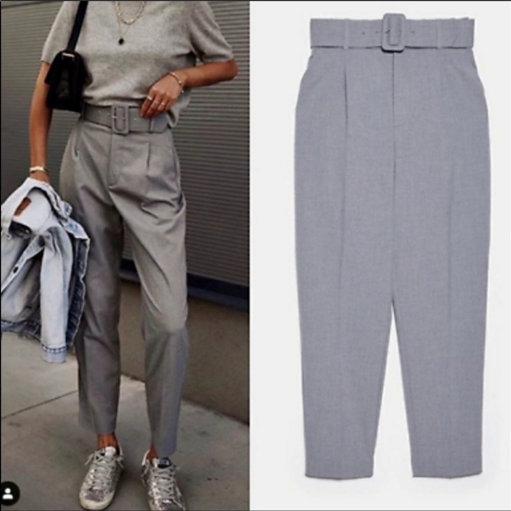 ZARA high waisted belted pants.